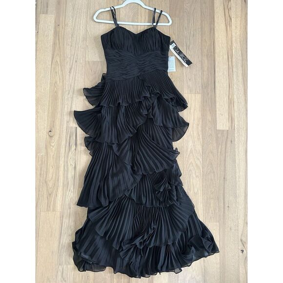 NWT Dalia MacPhee Dress 6 Black Formal Ruffle Strapless Tiered gown Nordstrom - Picture 12 of 12